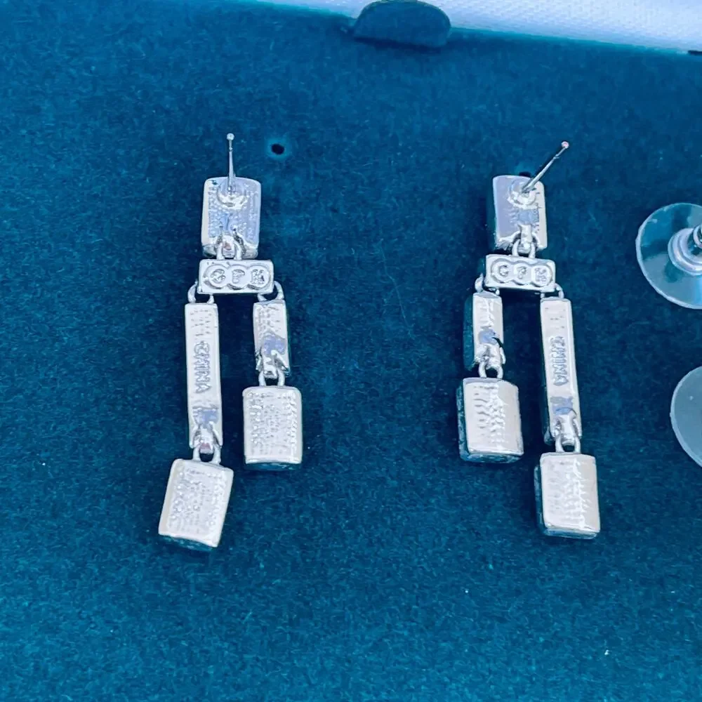Vtg Clarion-Pell GRACE KELLY Crystal Baguette EARRINGS Lady Princess Monaco MCM